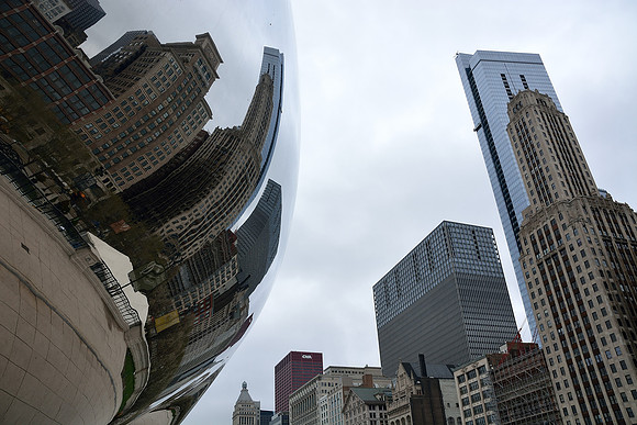 Cloud Gate on a cloudy day